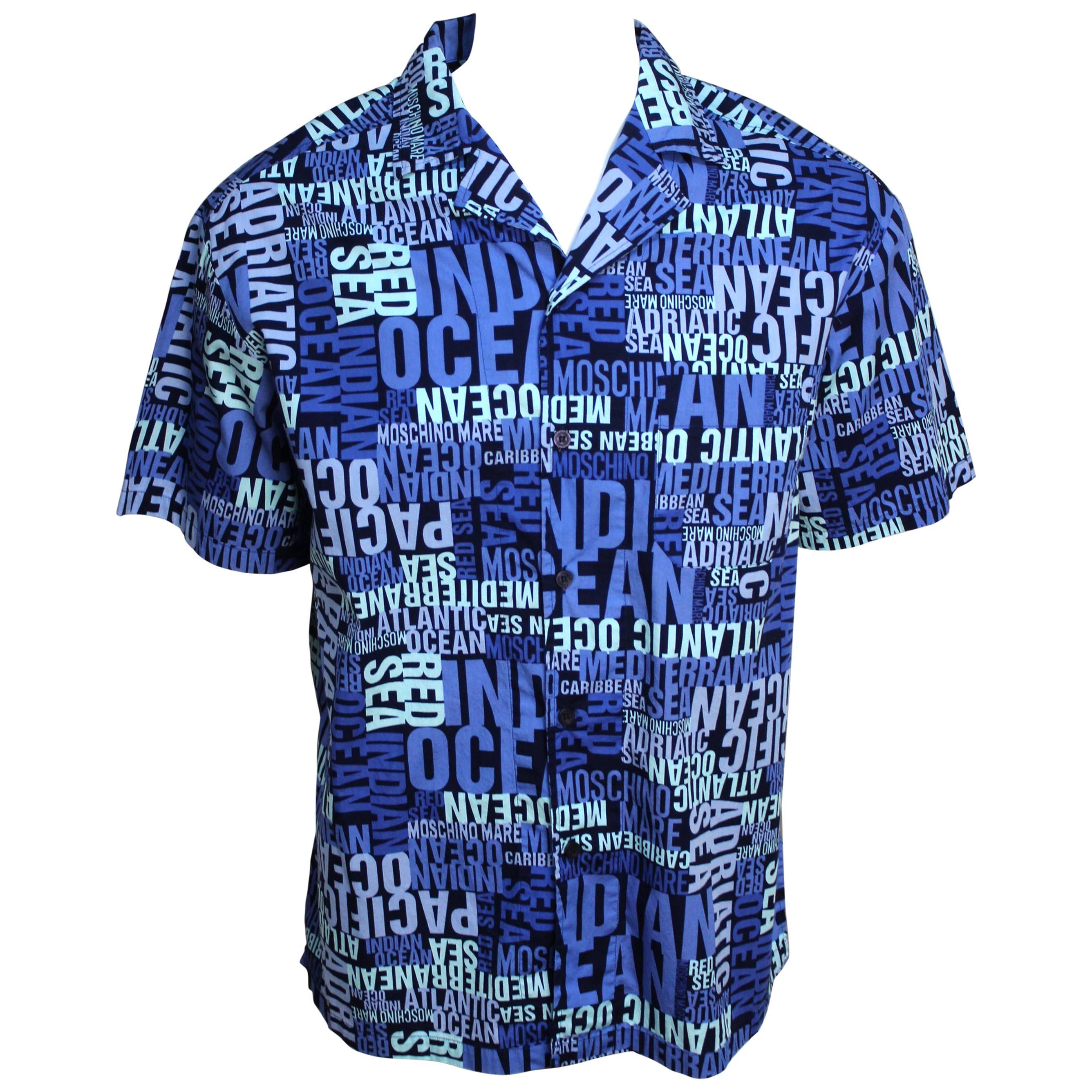 Mens Moschino Ocean Print Summer Shirt