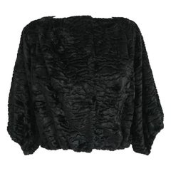 Pelush Black Faux Fur Astrakhan Broadtail Short Jacket - Small and Medium