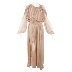 Lanvin 2015 Hiver Runway Nudefarbenes griechisches Chiffon-Kleid
