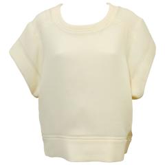Chloe Architectural Ivory Virgin Wool Blouse With Adjustable Sides 