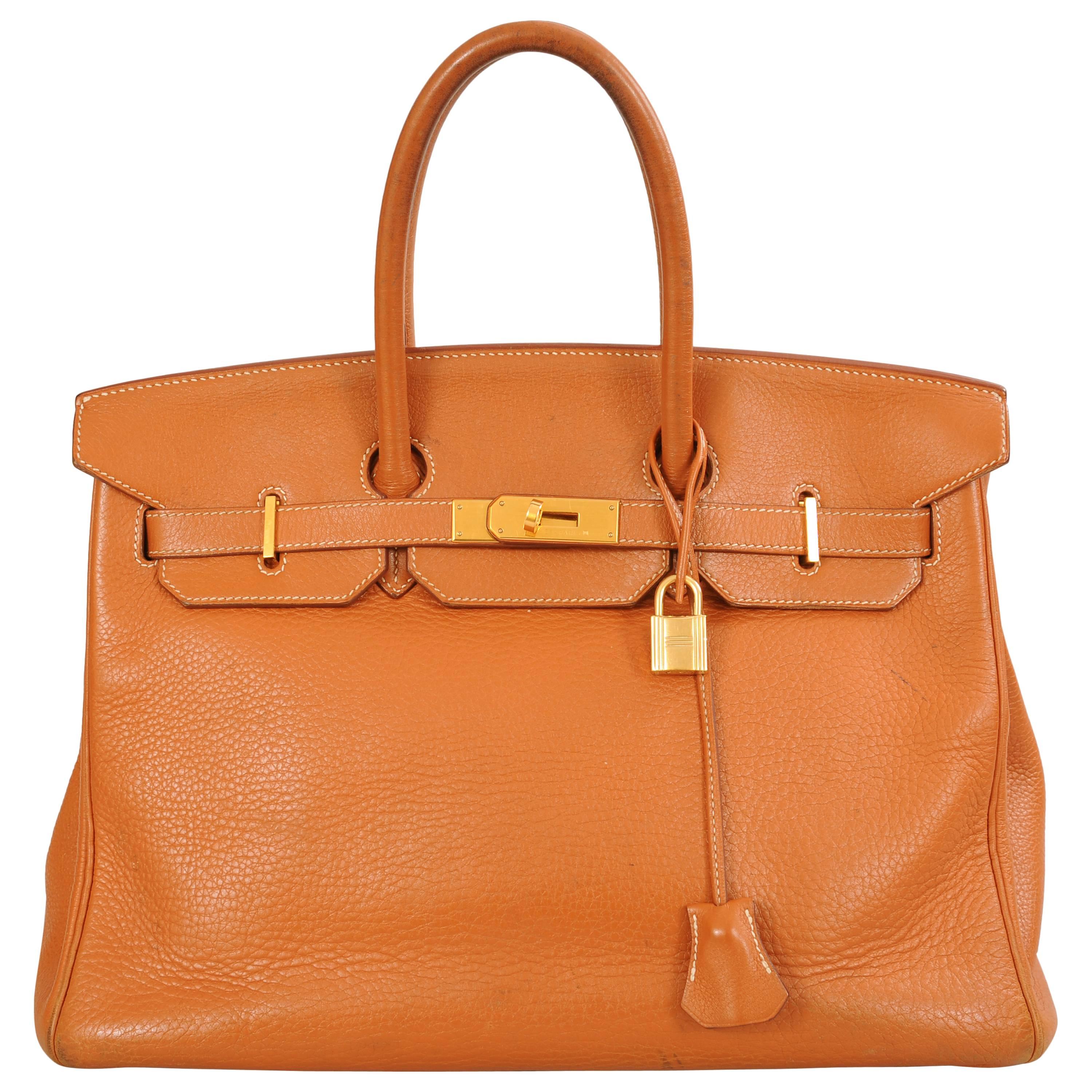 Hermes Saddle Birkin Bag, 35 cm Gold Hardware