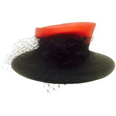 Philip Treacy for Saks Fifth Avenue Red and Black Hat 