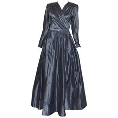 Yves Saint Laurent Silk Taffeta Longsleeve Gown