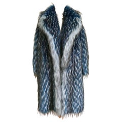 Pelush Blue Fox Faux Fur Coat With Revere' Collar - XS