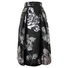 Pelush Black and Silver Floral Brocade Skirt -Small