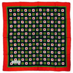 Yves St Laurent Boldly Graphic cotton scarf "olives"  26" x 26" 1970s