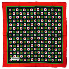 Yves St Laurent Boldly Graphic cotton scarf "olives" 26" x 26" 1970s 11