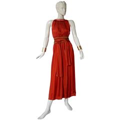 Jean Paul Gaultier Diaphanous Cayenne Silk Obi Belt Maxi Dress 4