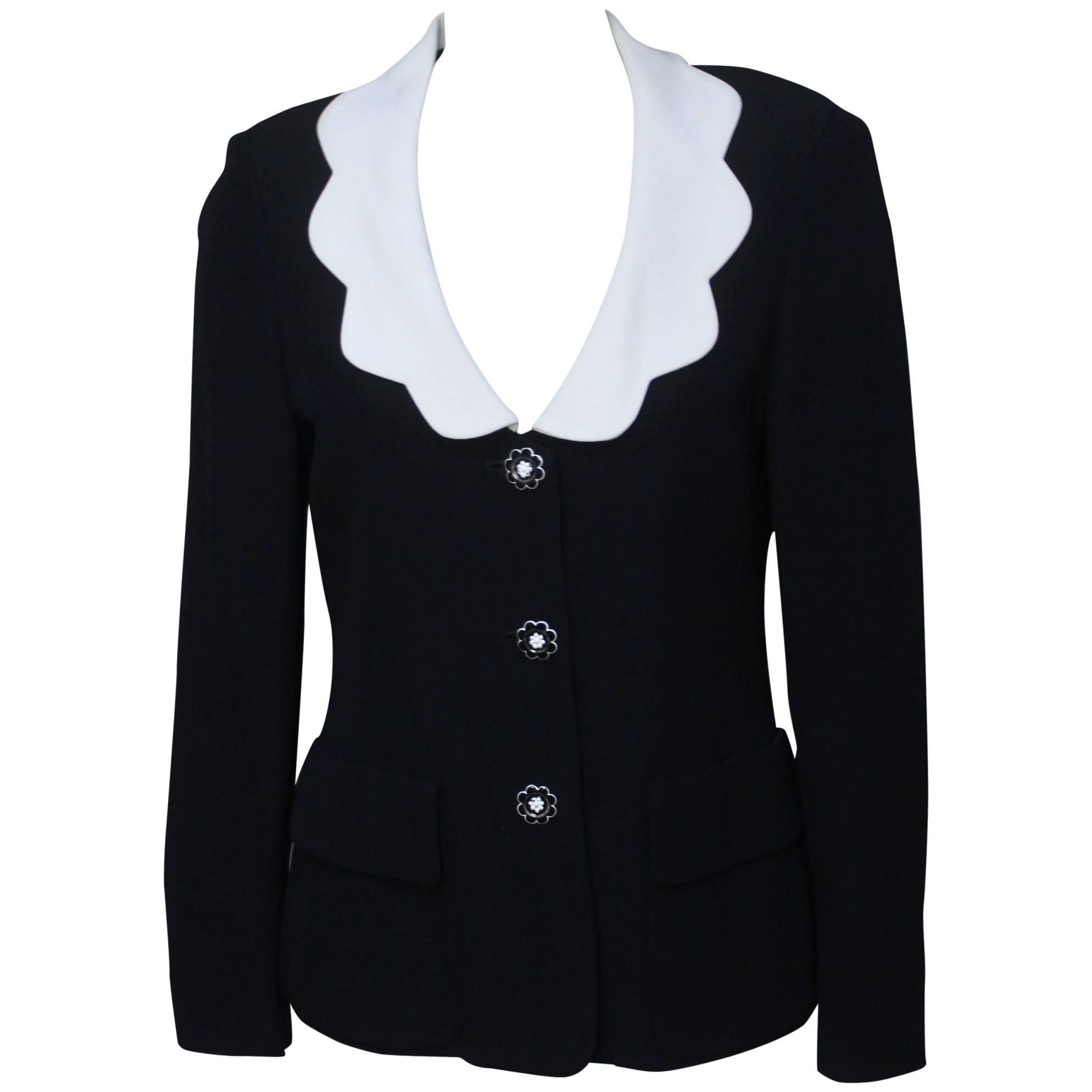 Moschino Scalloped Collar Jacket with Daisy Buttons For Sale