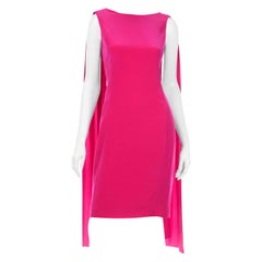 Retro Albert Nipon Boutique Pink Silk Evening Dress w Draped Panels