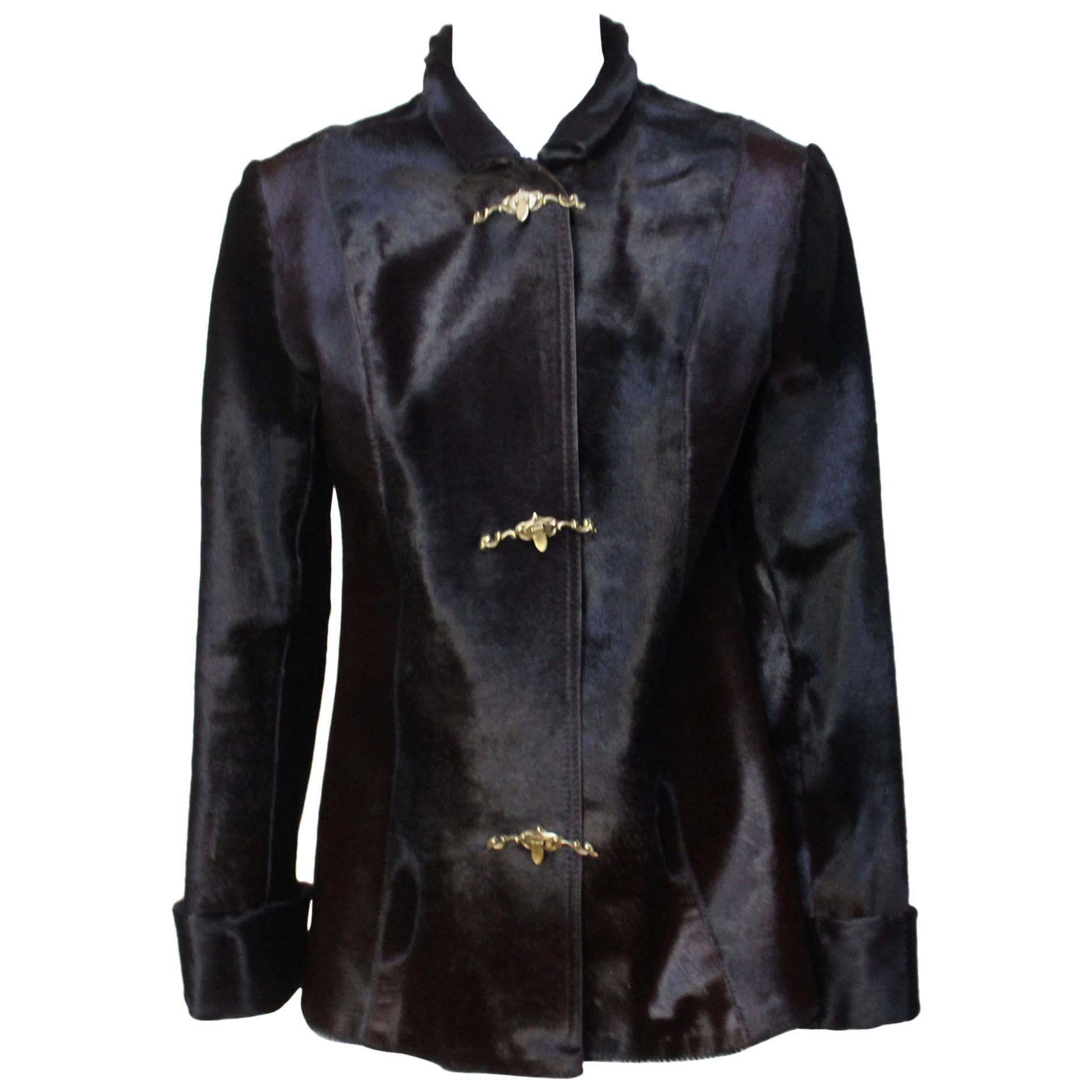 Vintage Custom Made Pony Skin Jacket with Architectural Fastenings For Sale
