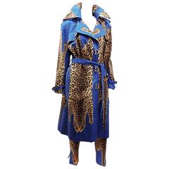 1999 "ROAR" in  Christian Dior Catwak Coat & Pants Denim  Leopard print set