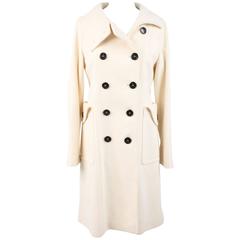 Burberry Ivory Wool Peacoat