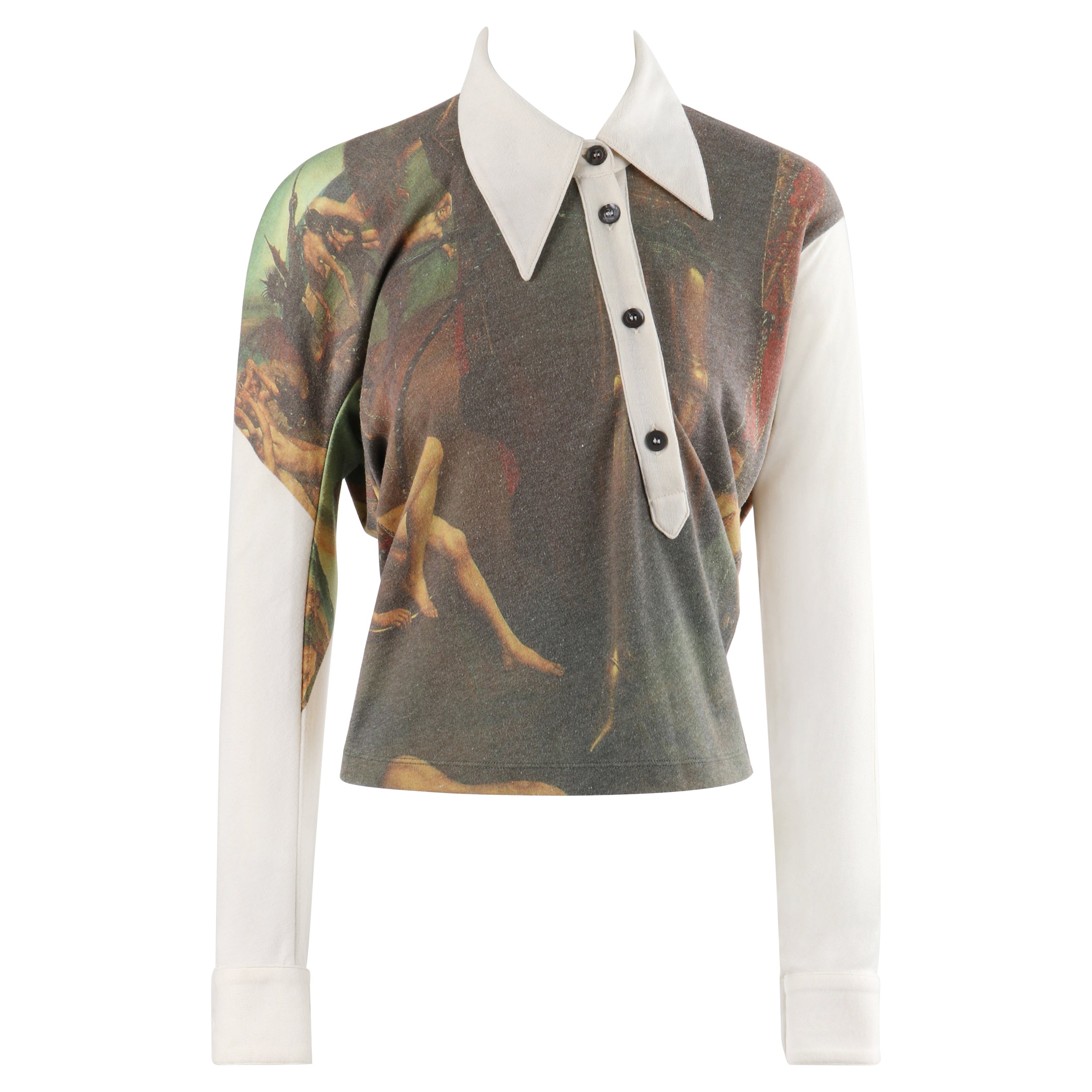 ALEXANDER McQUEEN A/W 1997 Roman Print Old Masters Asymmetric Button Front Shirt For Sale