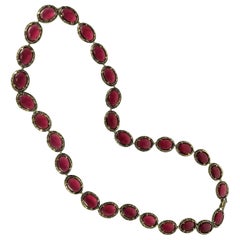 Vintage Trifari Bezel Set Ruby Chain
