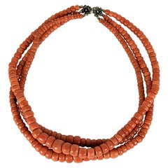 Rare Retro 3 Strand Coral Beads 