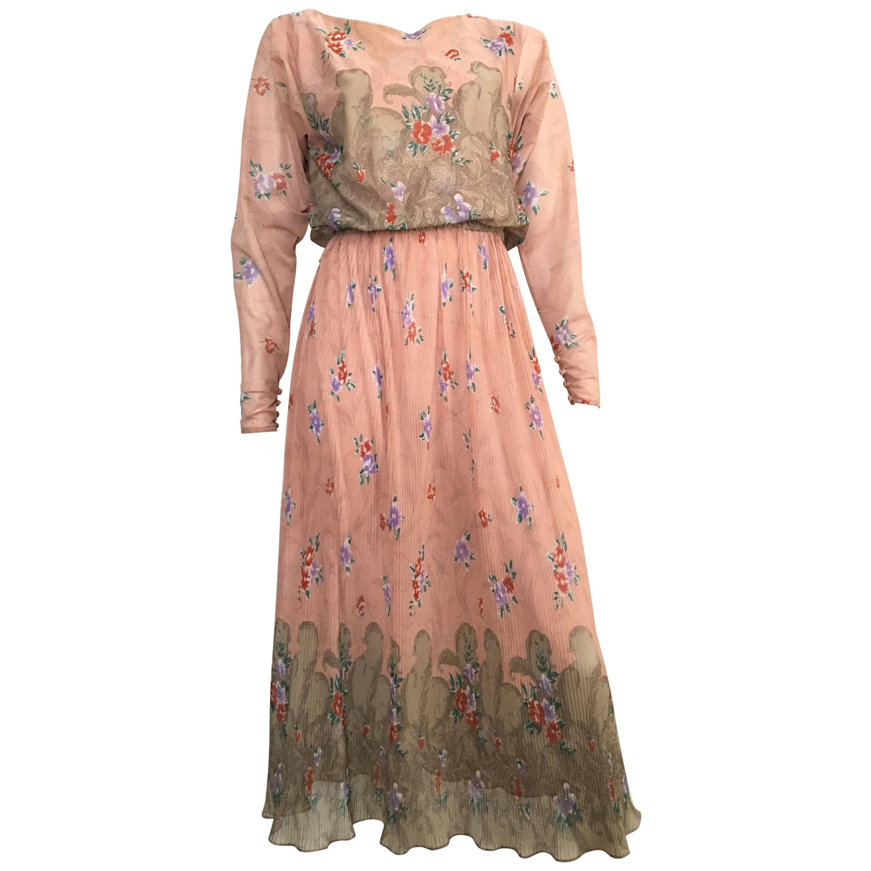 Neiman Marcus Floral Asian Dress Size 4  For Sale