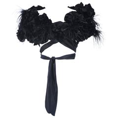 ELIZABETH MASON COUTURE Made to Order Silk "Rose" Wrap Feathers Rhinestones 6