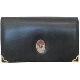 Christian Dior Vintage Black Leather with Gold Hardware Clutch, Circa 1980s