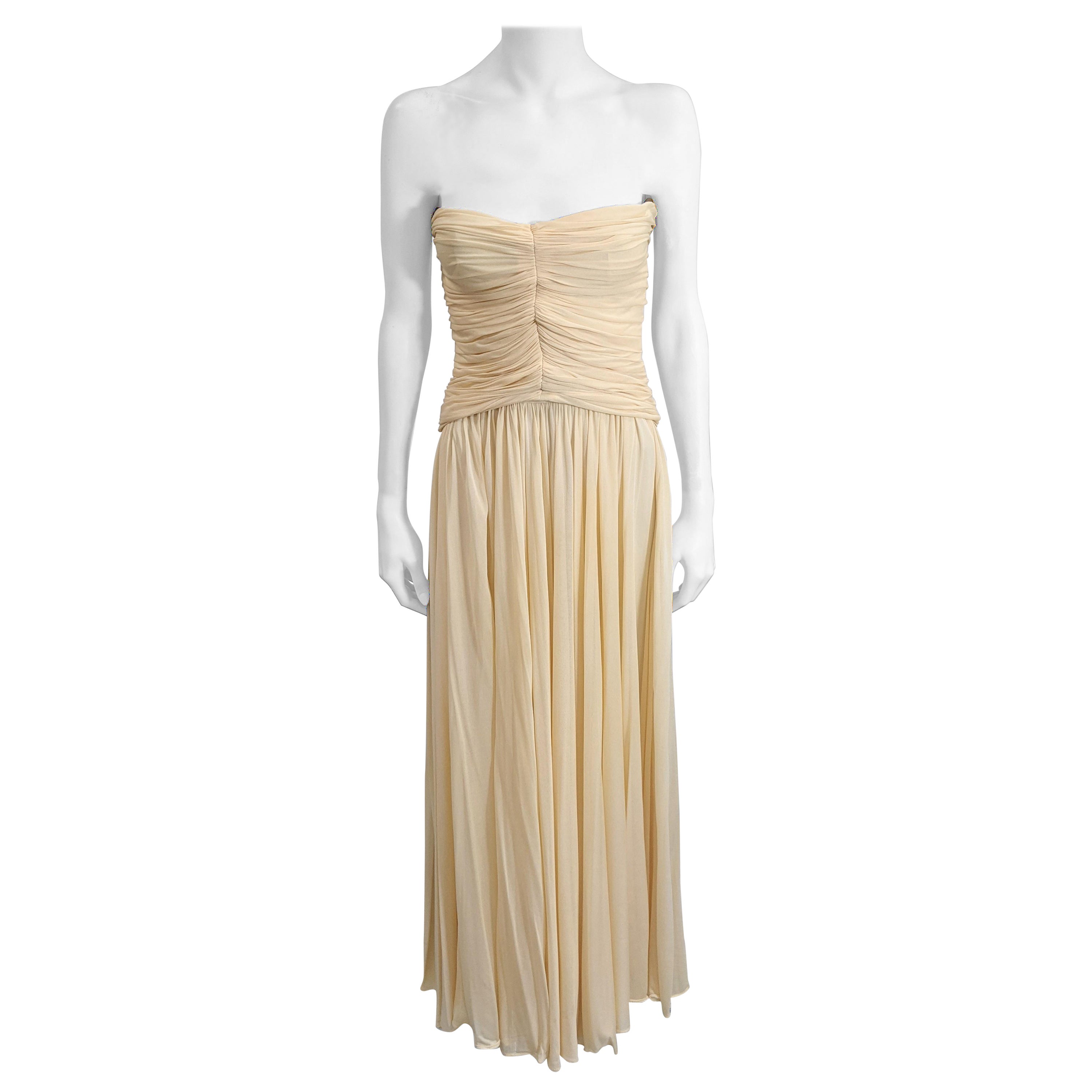 Halston Silk Chiffon Jersey Grecian Goddess Dress For Sale
