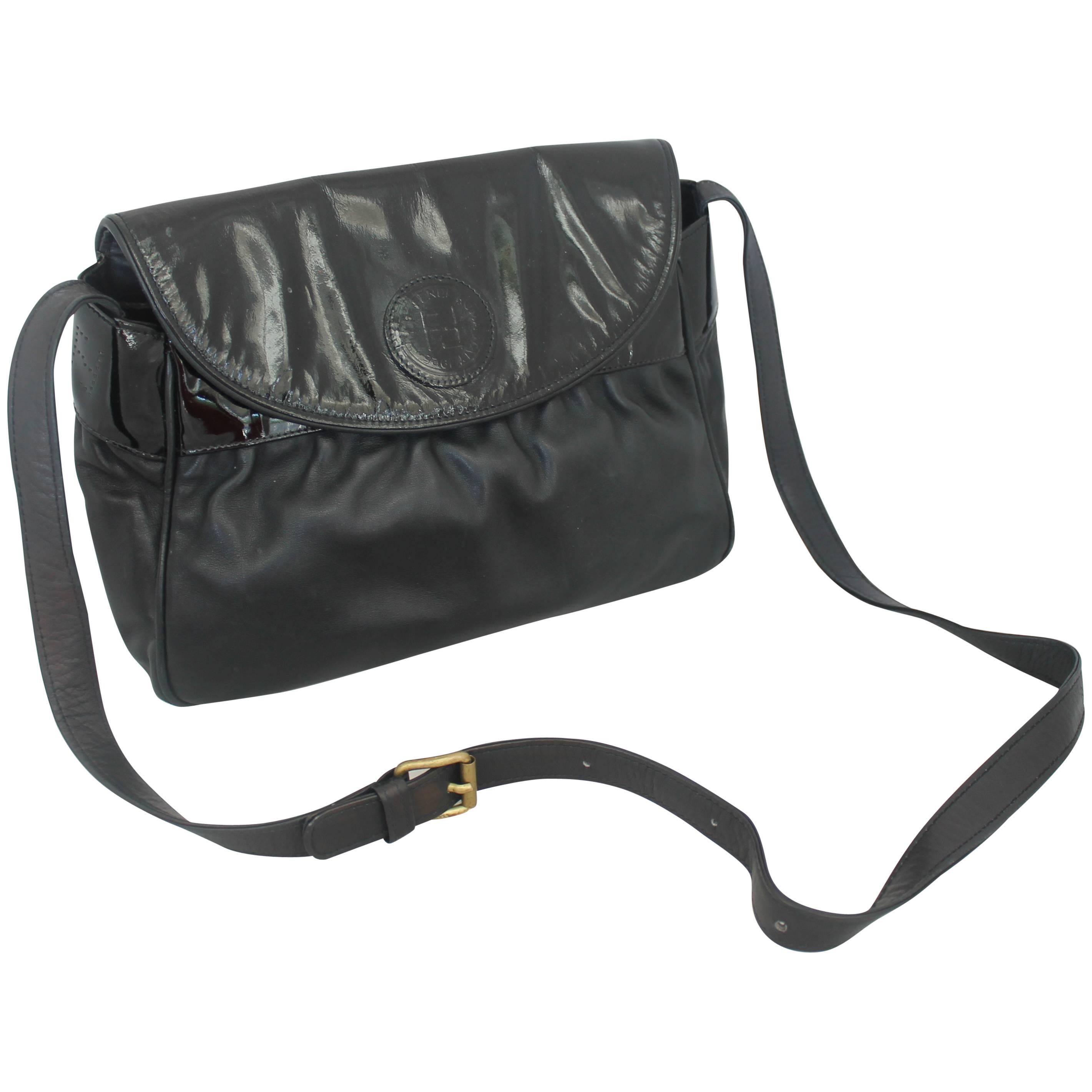 Fendi Vintage Black Leather & Patent Crossbody - Circa 1990's For Sale