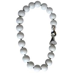 Patricia von Musulin White Onyx Bead and Sterling Silver Clasp Necklace