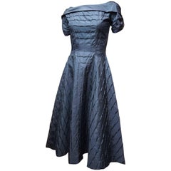 1950s Adele Simpson Navy Blue Cocktail Dress