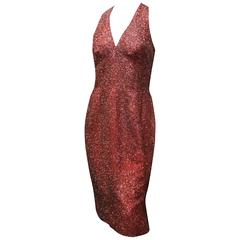 1950s Lillie Rubin Red Beaded Cocktail Dress 10