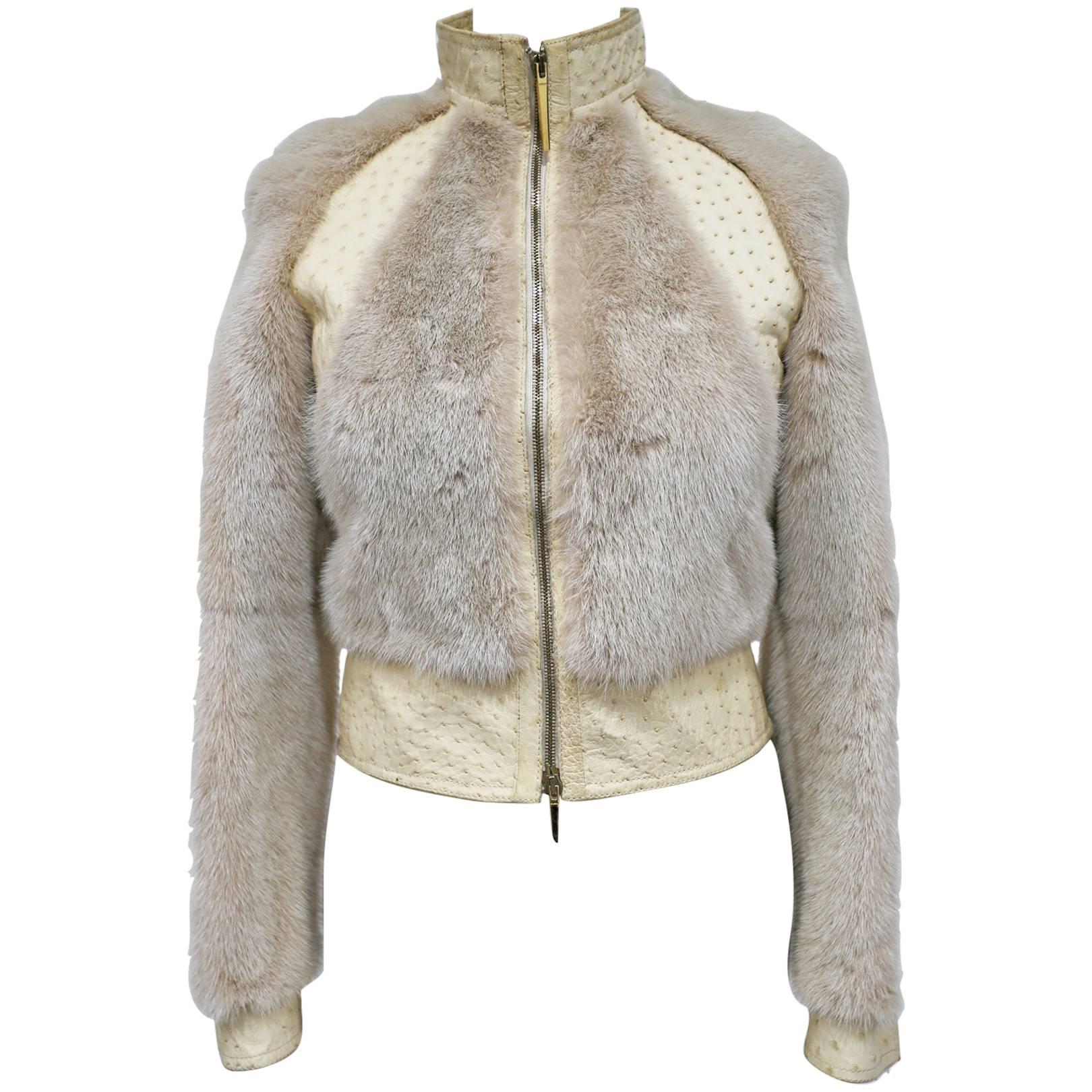 Gucci by Tom Ford Ostrich and Mink fur jacket, c. 2000