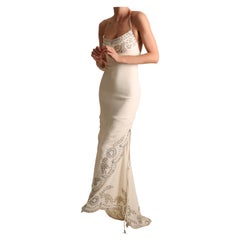 Valentino vintage ivory silver sequin beaded backless wedding dress maxi gown