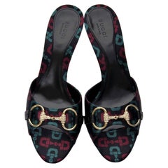 Nuovo Gucci Horsebit Lizard Swarovski Crystal Mules Heels Sz 38