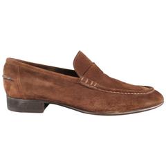 TOM FORD Size 10 Brown Suede Low Heel Loafers