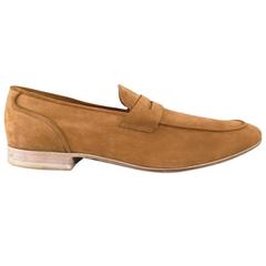 BALLY Size 11.5 Light Brown Suede Penny Loafers