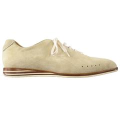 Used JOHN LOBB "SPRINT" Size 10.5 Light Beige Suede Lace Up Sneakers
