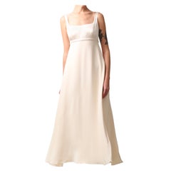 Christian Dior Vintage elfenbeinweißes, tailliertes Midi-Swing-Kleid aus Seide für die Hochzeit