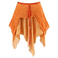 Retro ALEXANDER McQUEEN S/S 1995 Two Toned Orange Layered Asymmetric Ruffled Skirt 