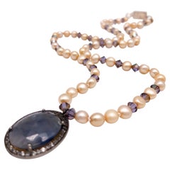 A.Jeschel Champagne Pearls with Labradorite pendant necklace