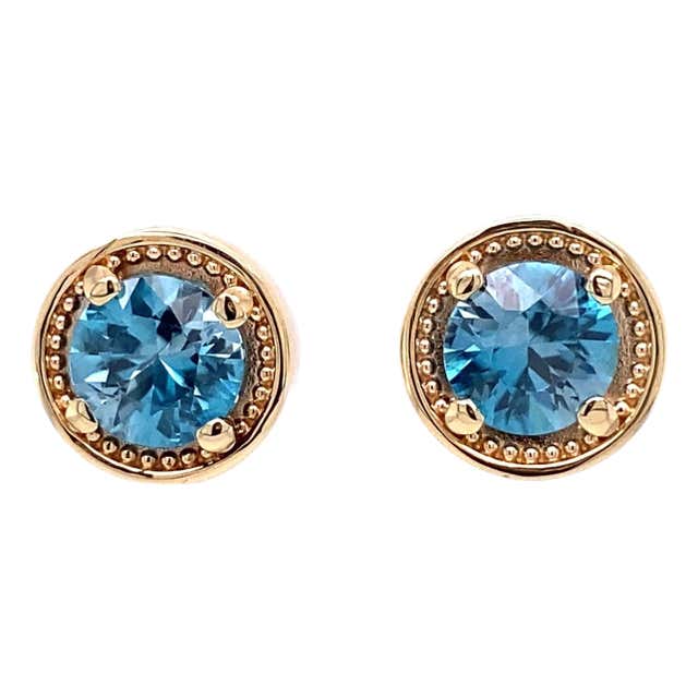 Blue sparkling crown stud earrings Clearance