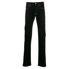 Versace Mens Black Denim Contrast Stitch Straight Leg Jeans Size 30