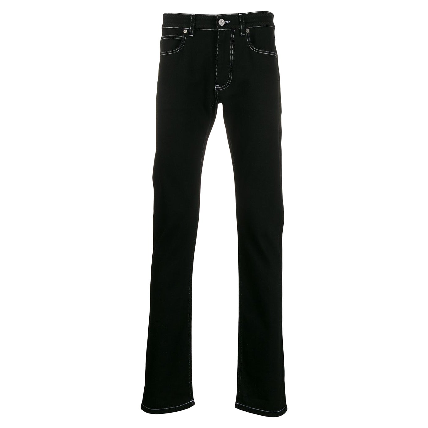 Versace Mens Black Denim Contrast Stitch Straight Leg Jeans Size 32