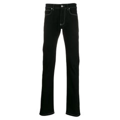 Versace Mens Black Denim Contrast Stitch Straight Leg Jeans Taille 32