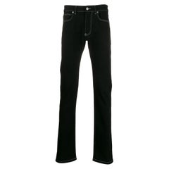 Versace Herren schwarz Denim Kontrast Stitch Straight Leg Jeans Größe 32
