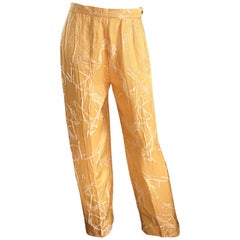 Christian Lacroix - Pantalon large vintage en soie Shantung jaune doré à jambes larges orientales
