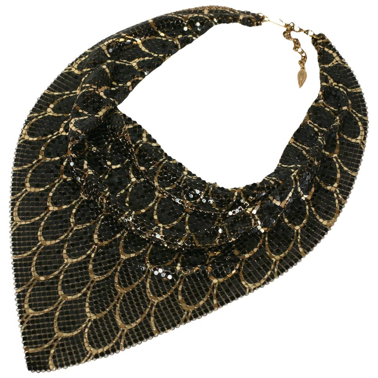 Enamel Black and Gilt Mesh Scarf, Whiting Davis