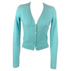 RALPH LAUREN Black Label Size S Turquoise Knitted Cashmere Cardigan