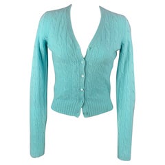 RALPH LAUREN Schwarz Label Größe S Türkis gestrickte Kaschmir Strickjacke