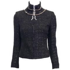 Christian Dior Black Tweed Jacket with Chains