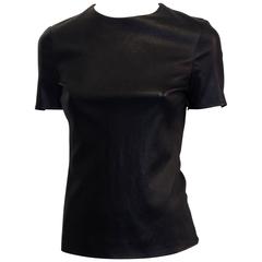 Celine Black Leather T-Shirt