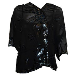 Vintage French 1940's Crepe Top with Sequin Detail