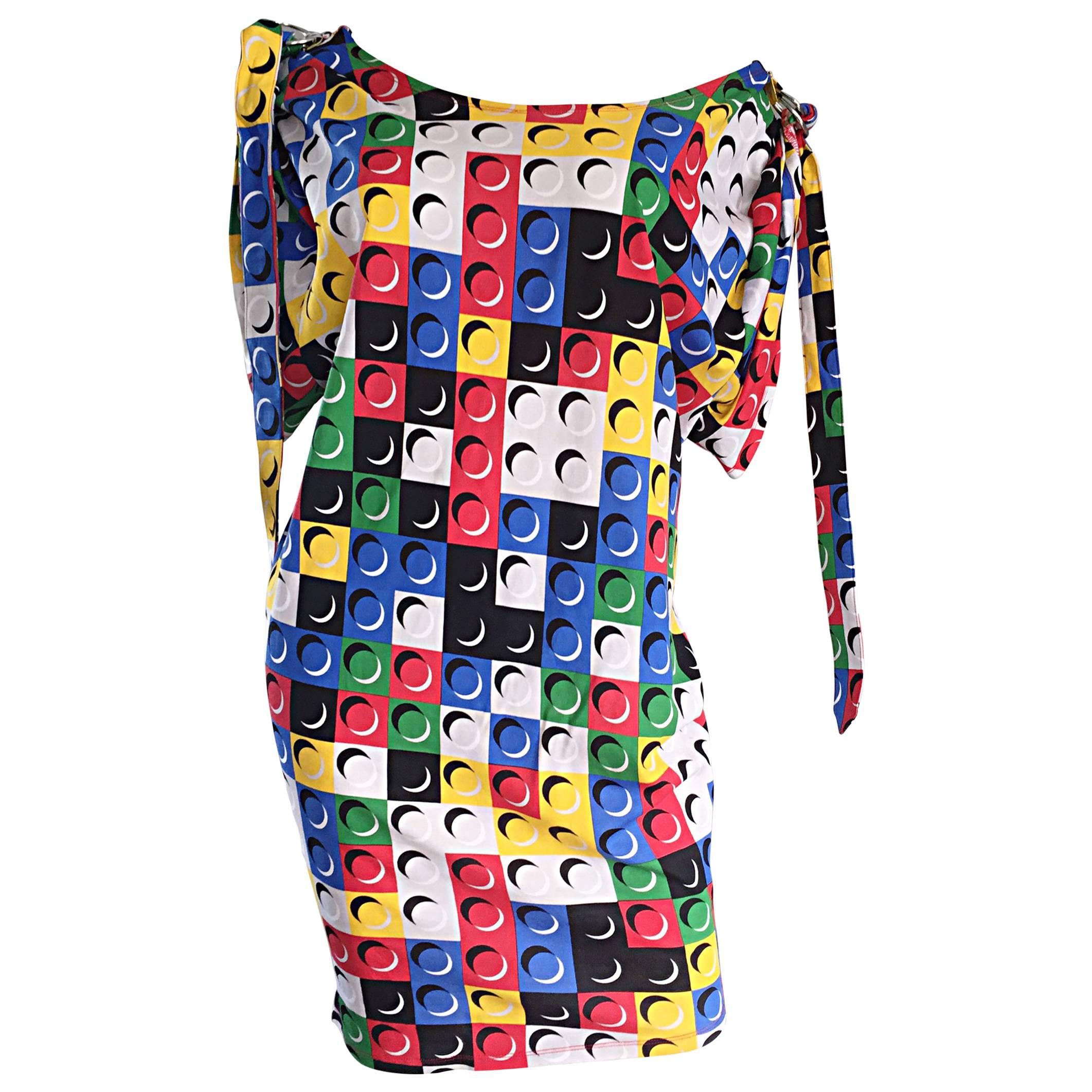 Seltene Vintage Jean Charles de Castelbajac ' Lego ' Gedruckt Bunte Tunika Kleid
